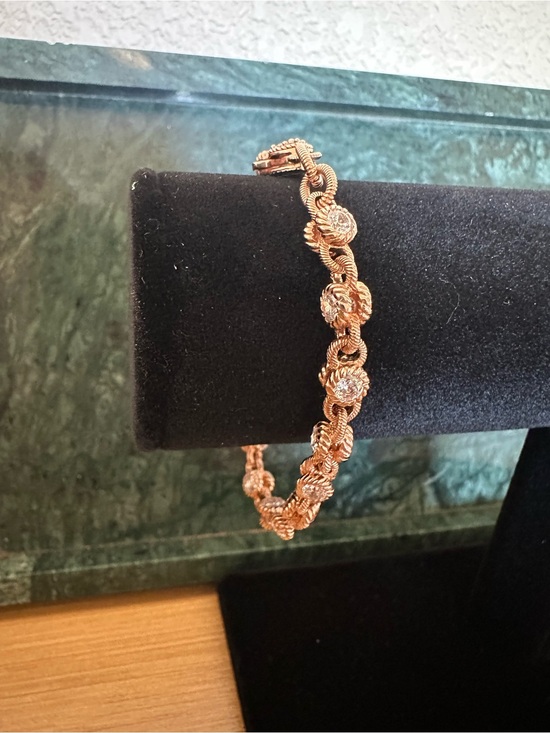 Judith Ripka Jewelry - Judith Ripka 925 Rose Gold Tone CZ Link Bracelet 7” Heart Clasp